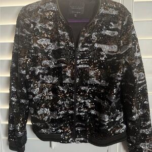 Sanctuary Black and Silver Sequin Bomber Jacket